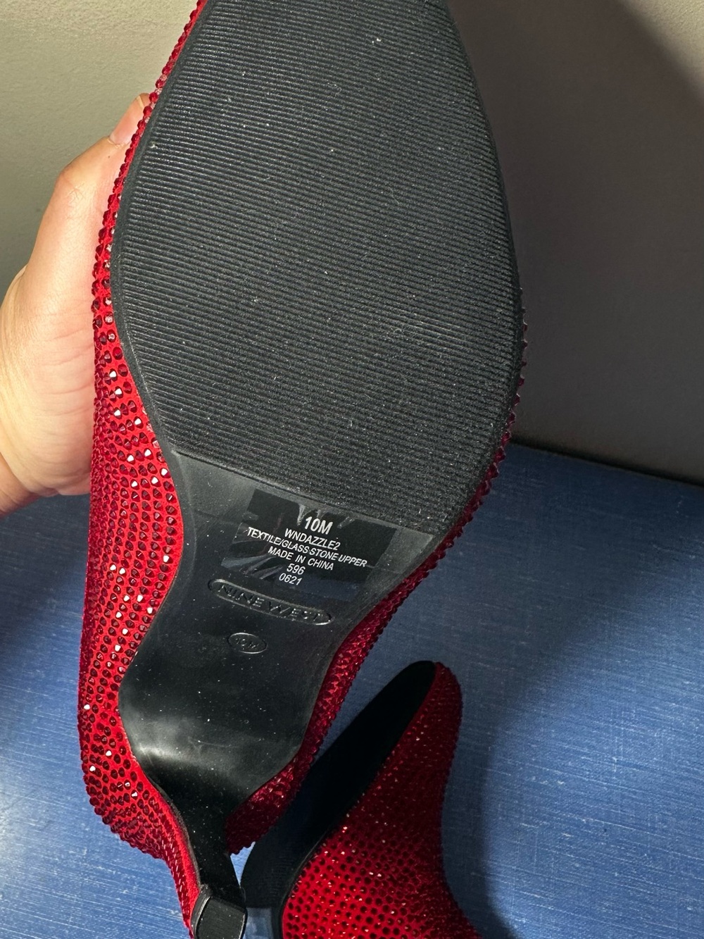 Nine West Red Crystal Slouch Stiletto Boots - Picture 9 of 12